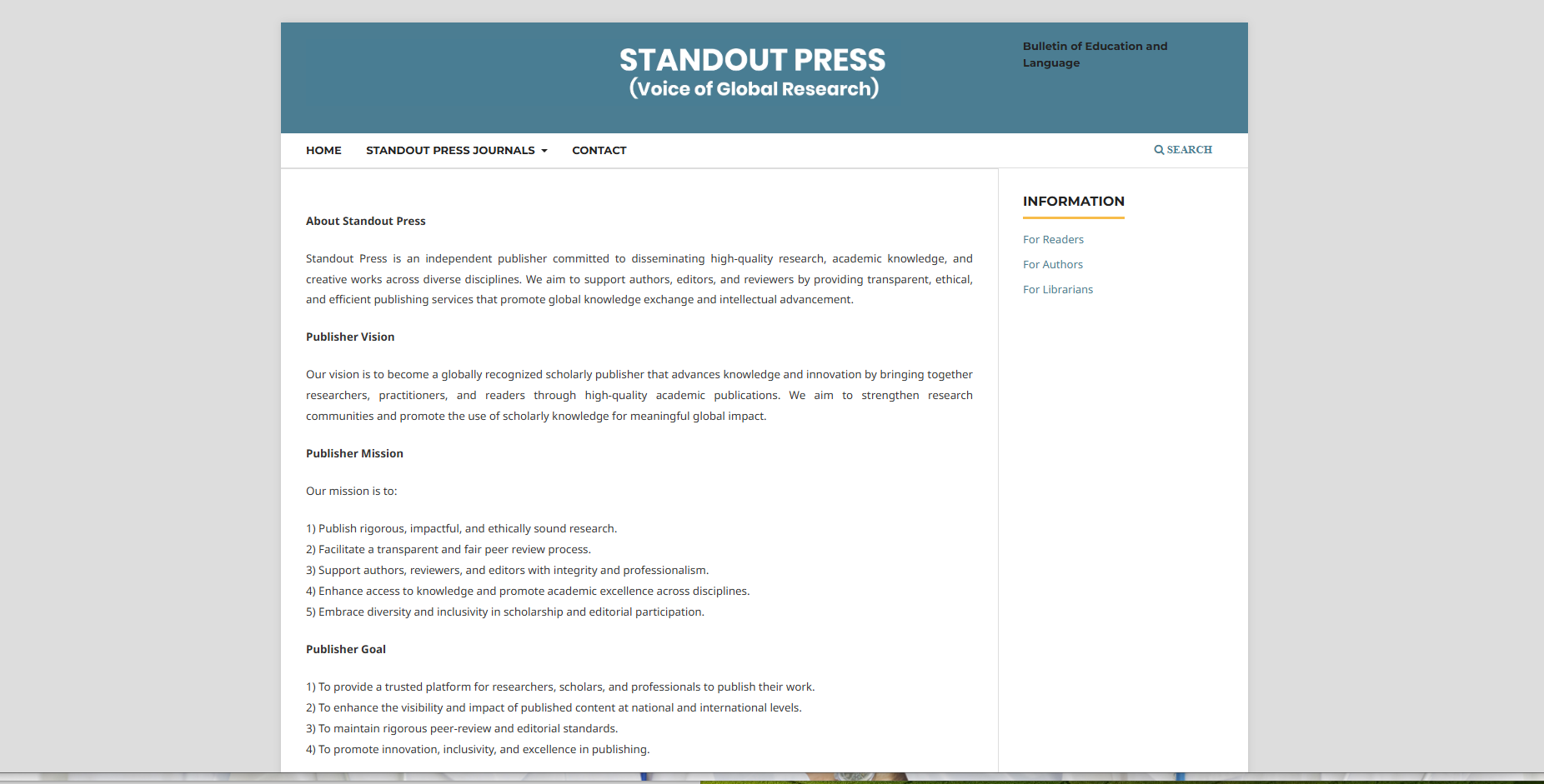 Standout Press OJS Implementation
